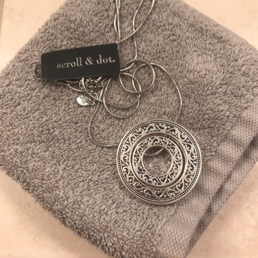 Scroll and Dot silver pendant necklace
